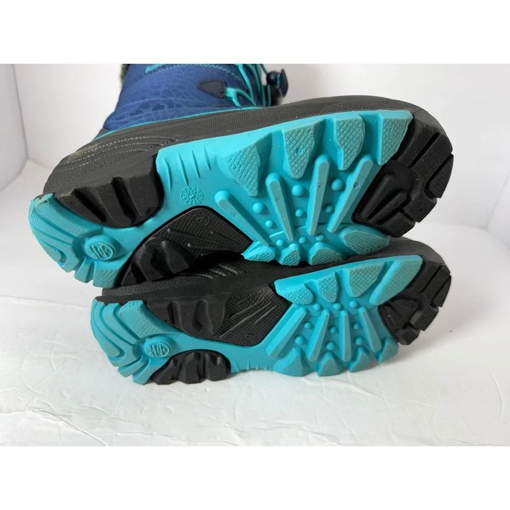 Kamik Kids Navy Blue Teal Waterproof Faux Fur Winter Snow Boots Size 6